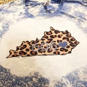 Leopard Kentucky Bleach Dye Handmade Graphic Tee